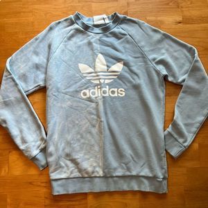 ADIDAS reworked light blue half tie dye sweater. Small